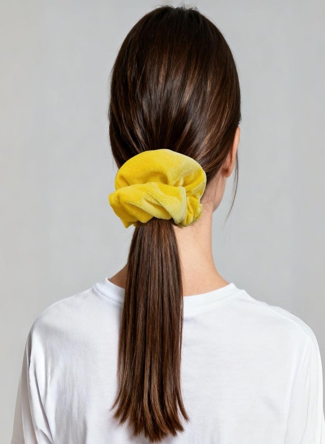 PIDOUDOU 4 Pack Large Velvet Scrunchies for Women, Hair Scrunchies for Thick Long Hair No Damage Hair Ties for Women & Girls (Orange Blue Yellow Green) - Image 5